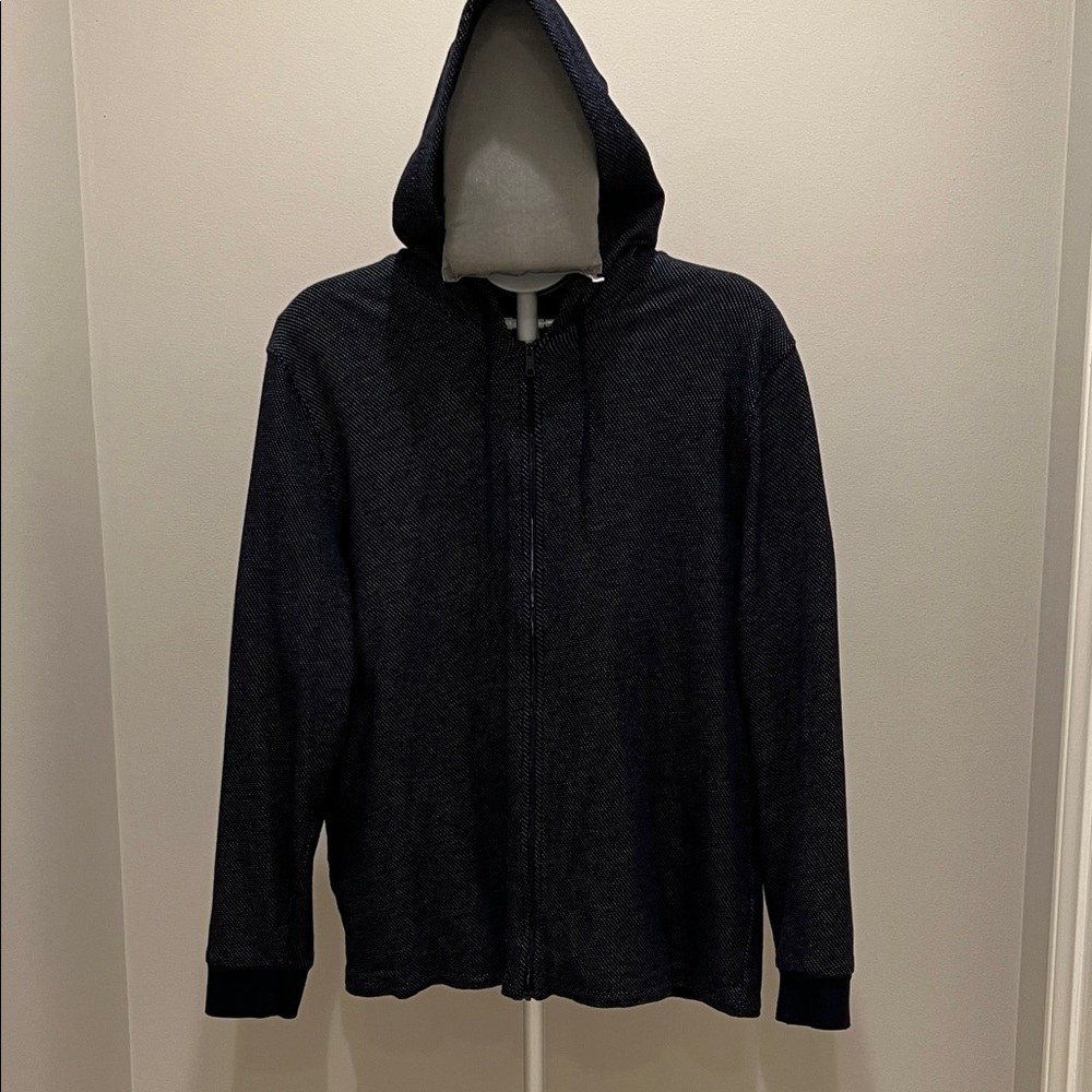Vince Men's Black/Dark Gray Zip-Up Sweater